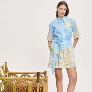 Alemais linen printed dress